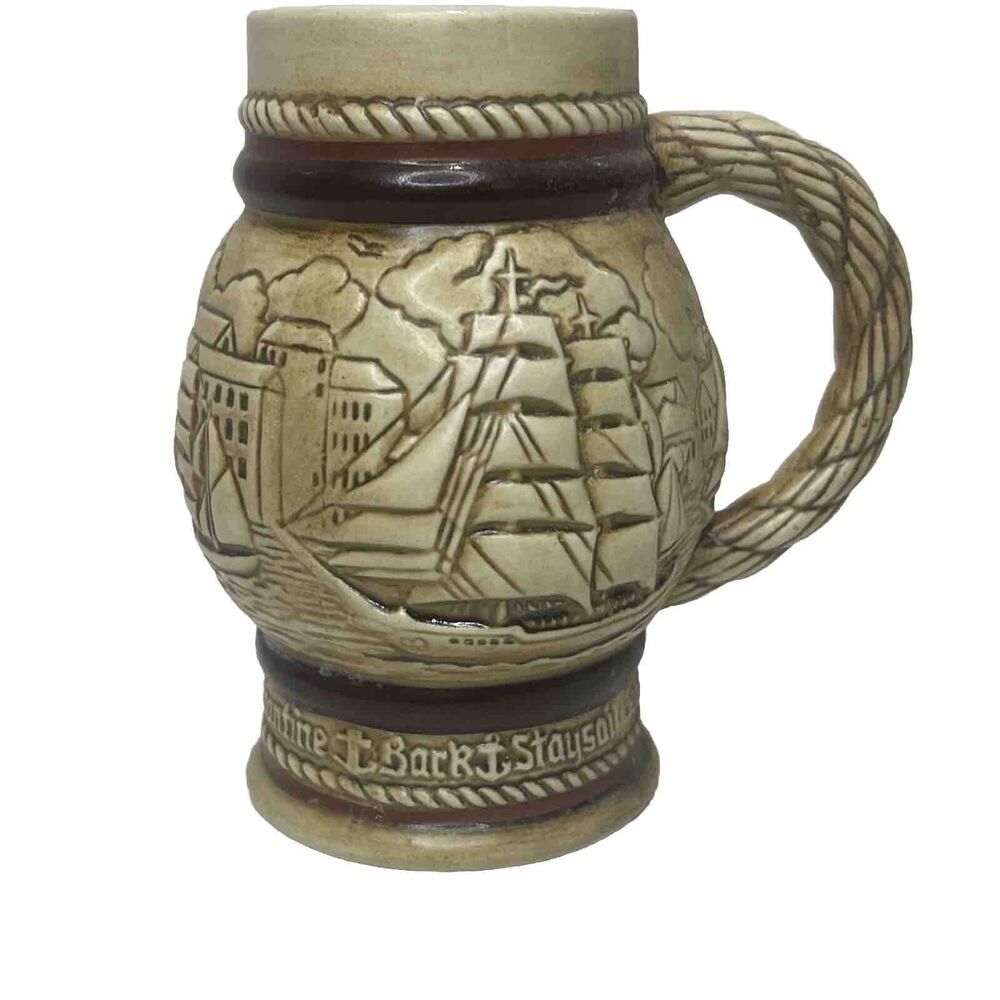1982 AVON Ships Ceramic Stein Handcrafted In Brazil By Cramorte